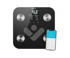 Svarstyklės TrueLife FitScale W6 BT – Bioelektrinės varžos „Bluetooth“ skalė – juoda