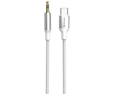 SWISSTEN TEXTILE Audio adaptér USB-C (M) - 3.5mm Jack 1.5m bílá