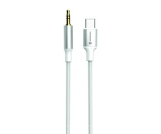 SWISSTEN TEXTILE Audio adaptér USB-C (M) - 3.5mm Jack 1.5m bílá