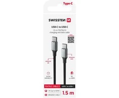 SWISSTEN TEXTILE II datový kabelis USB-C - USB-C 1.5m juoda