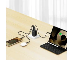 Swissten Edge 65 W GaN Adapteris, Juodas