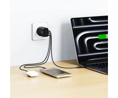 Swissten Edge 65 W GaN Adapteris, Juodas