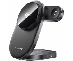SWISSTEN FOLDING WIRELESS Qi2 CHARGER MagBase 3in1 Juodas (MagSafe compatible)