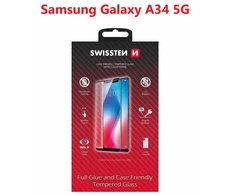 „Swissten“ grūdintas viso veido stiklas „Samsung Galaxy A34 5G“ Juodas