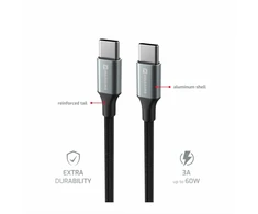 SWISSTEN TEXTILE II datový kabelis USB-C - USB-C 1.5m juoda