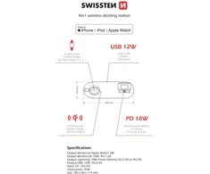 Swissten Prestigio Swistten 4in1 MFI belaidė įkrovimo stotelė, 45 W, skirta Apple iPhone / iPod / Apple Watch