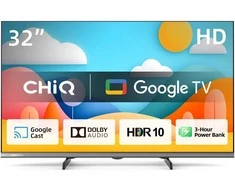 CHiQ L32M9PD televizorius, 32 colių įkroviklis, HD, išmanusis, „Google TV“, „Dolby Audio“, dbx-tv, HDR 10