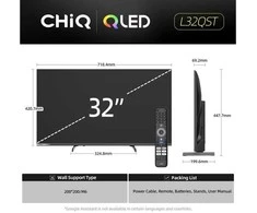 CHiQ L32QST televizorius, 32 colių, QLED, „Full HD“, „Google TV“, berėmis, „Dolby Audio“, „dbx-tv“, HDR 10