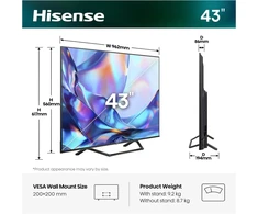 Televizorius Hisense 43A7S 43" QLED 4K VidaaOS 60Hz Dolby Vision IQ 2026
