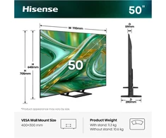 Televizorius TV Set Hisense ULED 50E8S MiniLED QLED TV - 50 inch 4K Ultra HD Smart TV
