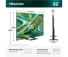 Televizorius TV Set Hisense ULED 55E8S MiniLED QLED-TV - 139 cm (55 inches) UltraHD/4K Triple Imtuvas 144Hz Juodas/Dark Gray