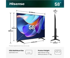Televizorius TV Set Hisense 58A6S, LED-TV - 146 cm (58 inches), UltraHD/4K, Triple Imtuvas