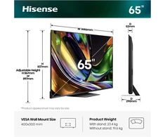 Televizorius Hisense 65UR8S 65" RGB-miniLED 4K 180Hz VidaaOS Vision IQ 2026