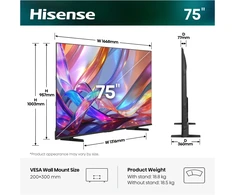 Televizorius „Hisense 75E7S Hi-QLED“ – 189 cm (75 colių) 4K UHD išmanusis televizorius
