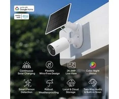 TP-Link TPL saulės energija varoma apsaugos kamerų rinkinys TC82, 1/2,8 colio progresyvaus skenavimo CMOS žvaigždžių šviesos jutiklis, židinio nuotolis: 3,17 mm, matymo laukas: 125° (įstrižainė), 111° (horizontalus), 56° (vertikalus), 2K 3MP (2304 × 1296 pikselių), kadrų dažnis 15 kadrų per sekundę,