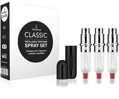 „Travalo Classic HD“ dovanų rinkinys Juodas (daugkartinis kvepalų purkštuvas 3 x 5 ml + dėžutė)