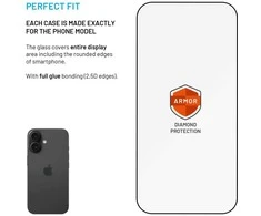 Fixed Grūdintas stiklas Armor su aplikatorem przeciwpyłowym i warstwą AR dla Apple iPhone 17, juoda