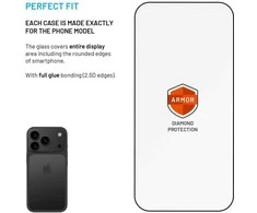 Fixed Fiksuota ekrano apsauga | Apple | iPhone 17 Pro | Grūdintas stiklas | Juodas | Šarvas su apsaugos nuo dulkių aplikatoriumi ir AR sluoksniu