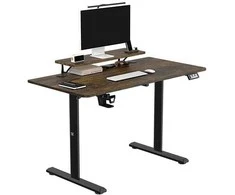 ULTRADESK HIGHLANDER BROWN Biurko su elektryczną regulacją aukščio su laikikliu ausinės i kable 120X60 cm, ruda