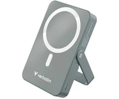 „Verbatim Charge ‘n’ Go“ magnetinė belaidė įkrovioji baterija su stovu, 10000 mAh, pilka