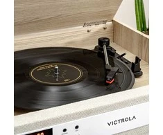 Daugiafunkcis grotuvas Victrola Century 6-in-1 VTA-820SB-NAT-INT su CD, kasečių ir patefono funkcija, smėlio spalvos