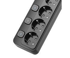 Viking tinklo praplėtimo lizdas YC53S, 5x AC 230V, 1x USB-A, 2x USB-C, ON/OFF mygtukas, ilgis 1,5 m, juodas