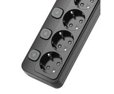 Viking tinklo praplėtimo lizdas YC53S, 5x AC 230V, 1x USB-A, 2x USB-C, ON/OFF mygtukas, ilgis 1,5 m, juodas
