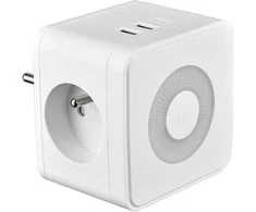 Viking maitinimo adapteris Y23L, 2x 230 V, 1x USB-A, 2x USB-C, jutiklinė lemputė, balta