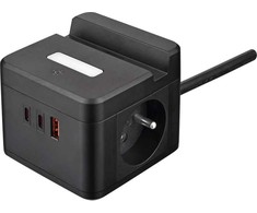 Viking maitinimo adapteris YC23H, 2x 230 V, 1x USB-A, 2x USB-C, jutiklinis šviestuvas, stovo funkcija, juoda