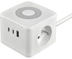 Viking maitinimo adapteris YC23L, 2x 230 V, 1x USB-A, 2x USB-C, jutiklinis šviestuvas, ilgis 1,4 m, baltas