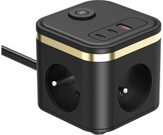 Viking maitinimo adapteris YC33, 3x 230 V, 1x USB-A, 2x USB-C, ON/OFF mygtukas, ilgis 1,4 m, juodas