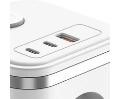 Viking maitinimo adapteris Y33, 3x 230 V, 1x USB-A, 2x USB-C, ON/OFF mygtukas, baltas