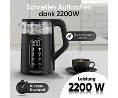 Profi Cook ProfiCook PC-WK 1328 elektrinis virdulys 1.7 L 2200 W Juodas, permatomas