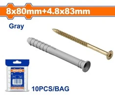 Wadfow dowel 8x80mm+screw 4.8x83mm, set of 10