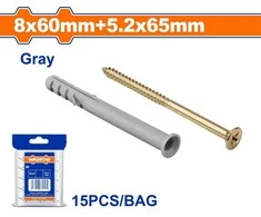 Wadfow Frame dowel 8x60mm+screw 5.2x65mm,set of 15 pcs