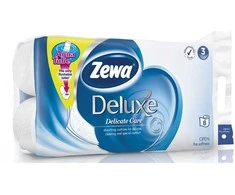 ZEWA Toilet paper, 3-ply, 8 rolls, "Deluxe", baltas