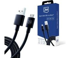 3MK Hyper Cable USB-A – Micro USB1.2m 5V 2,4A juodos spalvos cable