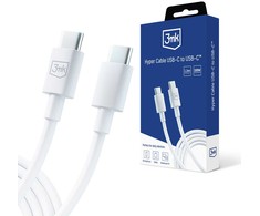 3MK Hyper Kabelis USB-C - USB-C 100W 1.2m baltos spalvos Kabelis