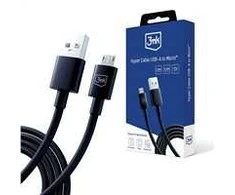 3MK Hyper kabelis USB-A - Micro USB1.2m 5V 2,4A juodos spalvos