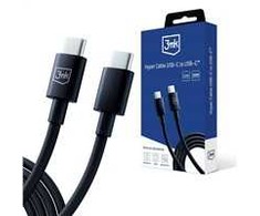 3MK Hyper Kabelis USB-C - USB-C 100W 1.2m juodos spalvos Kabelis