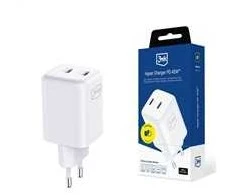 Laidinis įkroviklis 3MK Hyper Charger PD 45W GaN QC4+ PPS 2C Super-Fast Charge 2.0 baltos spalvos
