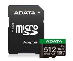 Atminties kortelė ATMINTIS Micro SDXC 512GB UHS-I UD512GUI3V30A2SP-RA1 ADATA