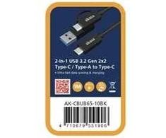 AKASA kabelis 2-In-1 USB 3.2 Gen 2x2 Type-C / Type-A ir Type-C, 20G, 1m