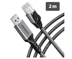 AXAGON ADE-AM20 USB-A 3.2 Gen 1 – „Gigabit Ethernet“ adapteris su integruotu CAT6 RJ-45 tinklo kabeliu (2 m), Asix AX88179B