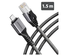 AXAGON ADE-CM15 USB-C 5 Gbps – Gigabit Ethernet adapteris su integruotu CAT6 RJ-45 tinklo kabeliu (1,5 m), Asix AX88179B