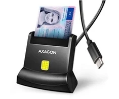 AXAGON CRE-SM4NC, USB-C čtečka kontaktních karet Smart Card (eObčanka), stojánková, kabelis 1.2 m