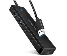 AXAGON HUE-C2A, 4× USB 5Gbps TRAVEL hub, 2× USB-A + 2× USB-C, USB-C napájení, kabelis USB-A 19cm