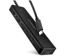 HUB USB Axagon AXAGON HUE-C2C, 4× USB 5 Gbps TRAVEL hub, 2× USB-A + 2× USB-C, wejście zasilania USB-C, kabelis USB-C 19 cm