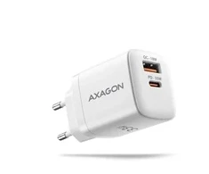 AXAGON ACU-PQ33W, GaN nabíječka do sítě 33W, USB-A + USB-C, PD3.0/PPS/QC4+/SFC2.0/Apple, bílá