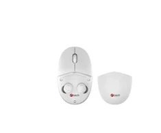 C-TECH pelė s TWS sluchátky Dual mode WLM-21, bezdrátová, BT5.0 + 2,4GHz, 1600DPI, 3 tlačítka, USB nano receiver, bílá